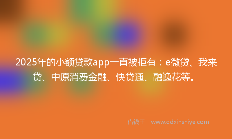 2025年的小额贷款app一直被拒有：e微贷、我来贷、中原消费金融、快贷通、融逸花等。