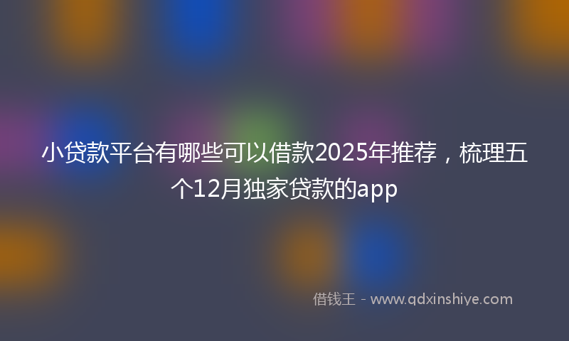 小贷款平台有哪些可以借款2025年推荐，梳理五个12月独家贷款的app