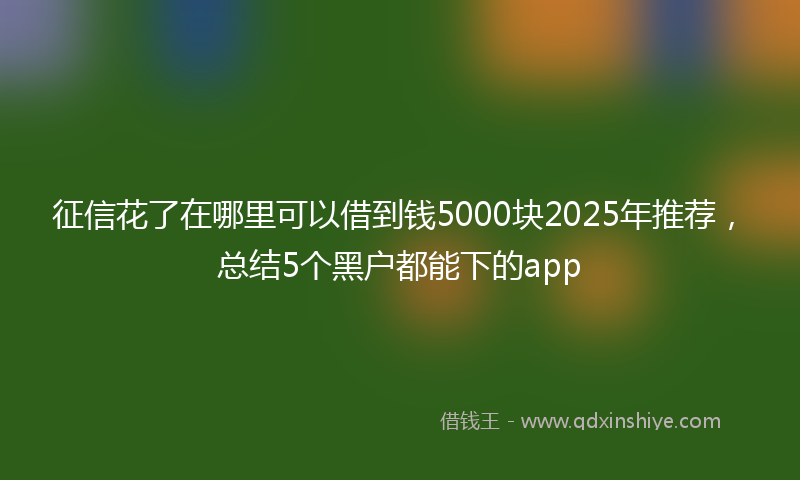 征信花了在哪里可以借到钱5000块2025年推荐，总结5个黑户都能下的app