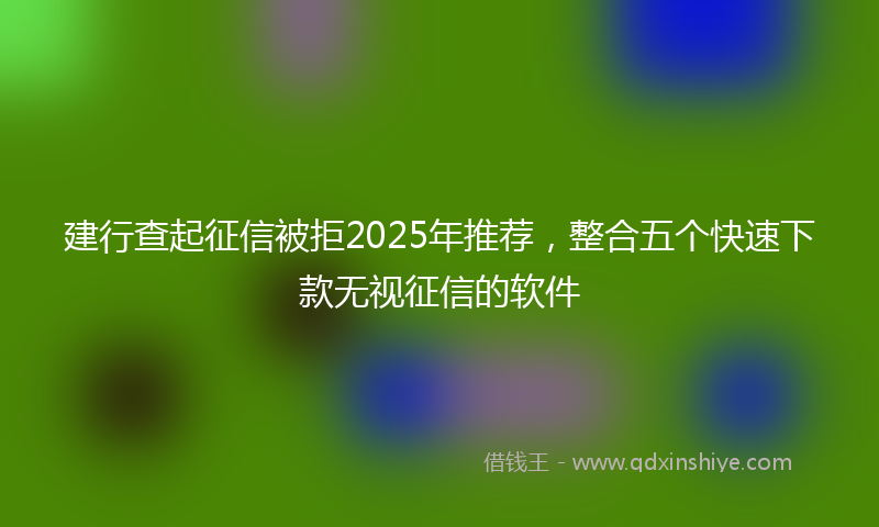 建行查起征信被拒2025年推荐，整合五个快速下款无视征信的软件