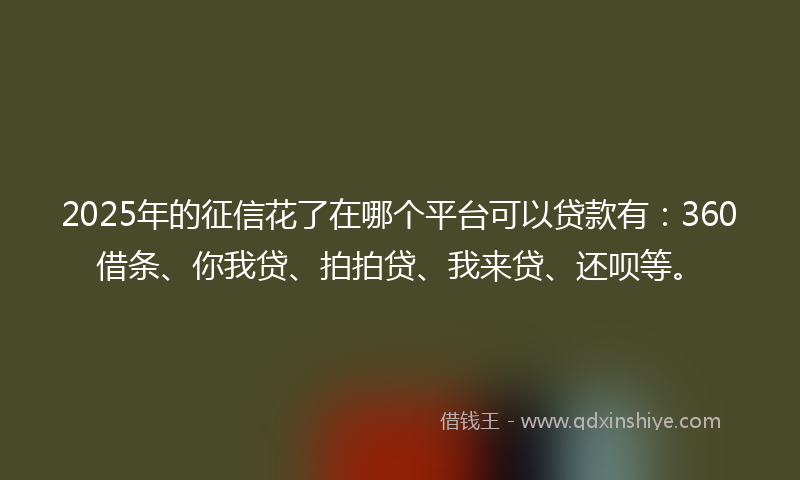 2025年的征信花了在哪个平台可以贷款有：360借条、你我贷、拍拍贷、我来贷、还呗等。