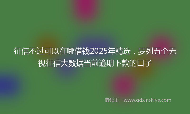 征信不过可以在哪借钱2025年精选，罗列五个无视征信大数据当前逾期下款的口子