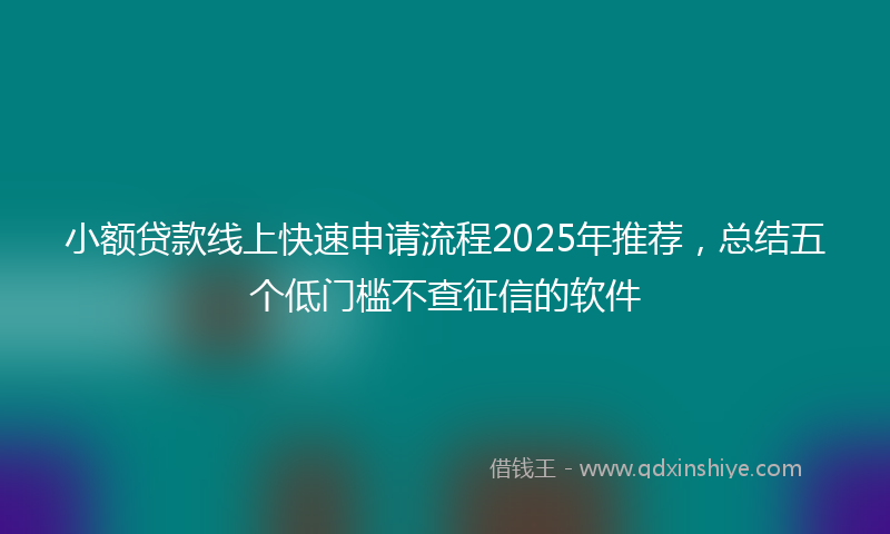 小额贷款线上快速申请流程2025年推荐，总结五个低门槛不查征信的软件