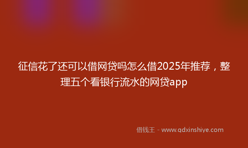 征信花了还可以借网贷吗怎么借2025年推荐，整理五个看银行流水的网贷app