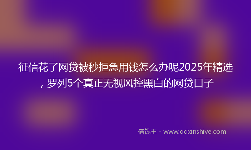 征信花了网贷被秒拒急用钱怎么办呢2025年精选，罗列5个真正无视风控黑白的网贷口子