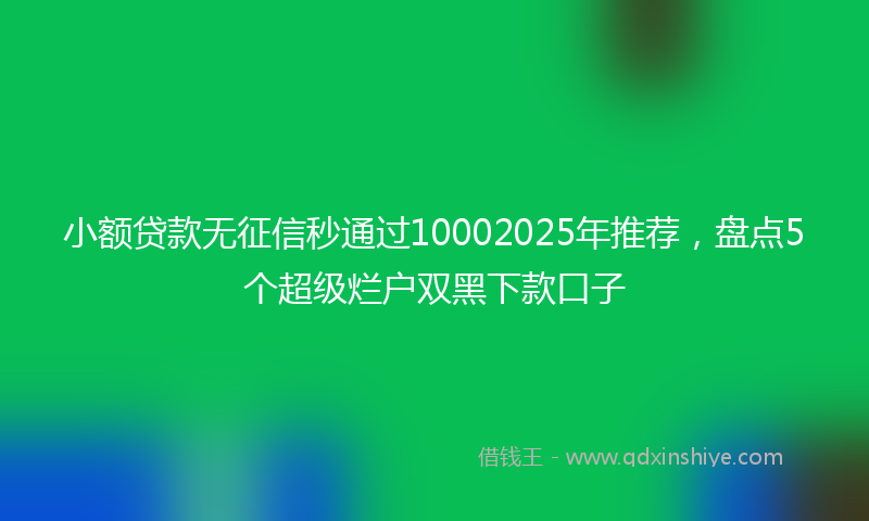 小额贷款无征信秒通过10002025年推荐，盘点5个超级烂户双黑下款口子