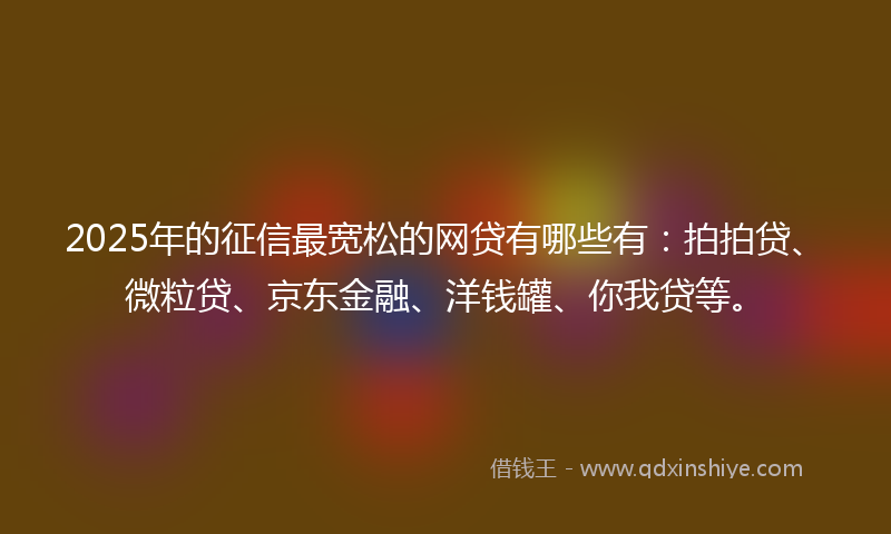 2025年的征信最宽松的网贷有哪些有：拍拍贷、微粒贷、京东金融、洋钱罐、你我贷等。