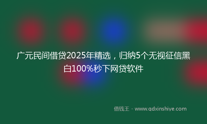 广元民间借贷2025年精选，归纳5个无视征信黑白100%秒下网贷软件