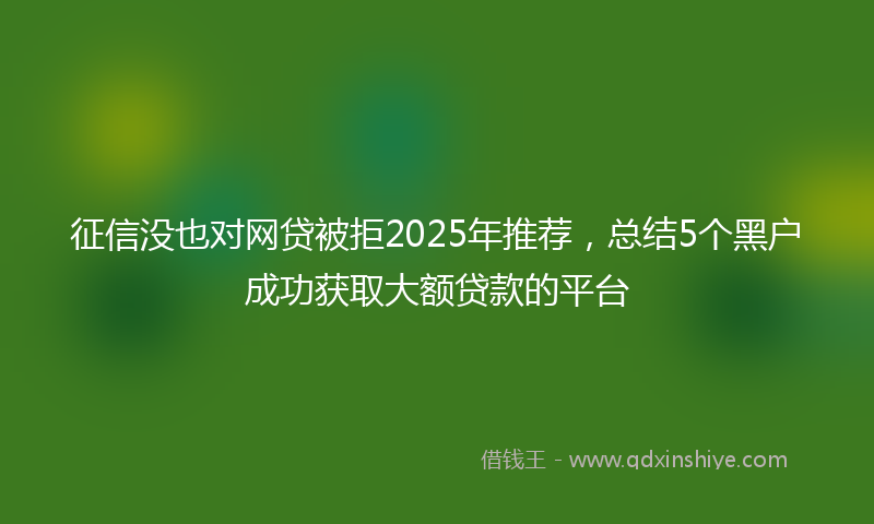 征信没也对网贷被拒2025年推荐，总结5个黑户成功获取大额贷款的平台