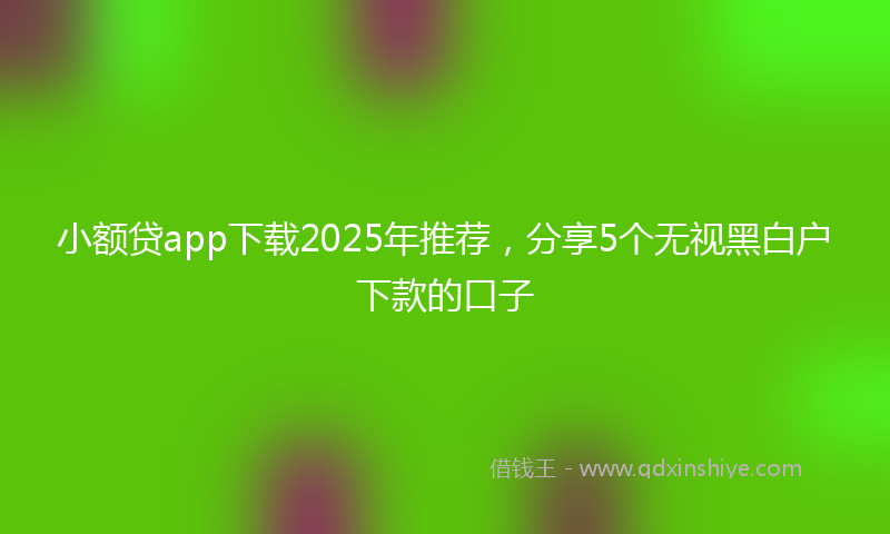 小额贷app下载2025年推荐，分享5个无视黑白户下款的口子