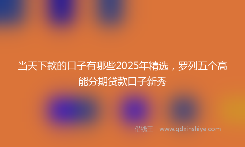 当天下款的口子有哪些2025年精选，罗列五个高能分期贷款口子新秀