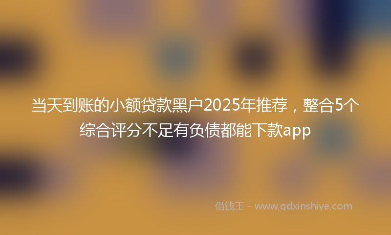 当天到账的小额贷款黑户2025年推荐，整合5个综合评分不足有负债都能下款app