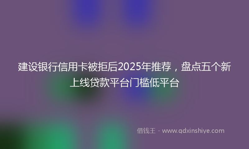 建设银行信用卡被拒后2025年推荐，盘点五个新上线贷款平台门槛低平台