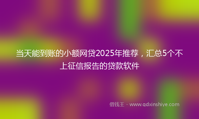 当天能到账的小额网贷2025年推荐，汇总5个不上征信报告的贷款软件