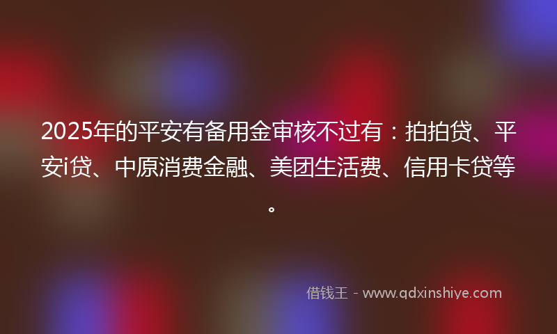 2025年的平安有备用金审核不过有：拍拍贷、平安i贷、中原消费金融、美团生活费、信用卡贷等。