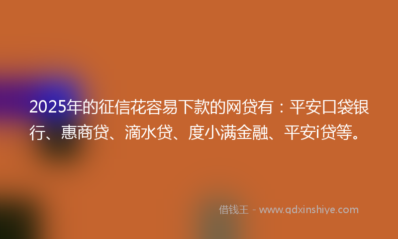 2025年的征信花容易下款的网贷有：平安口袋银行、惠商贷、滴水贷、度小满金融、平安i贷等。