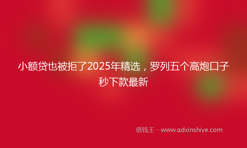 小额贷也被拒了2025年精选，罗列五个高炮口子秒下款最新