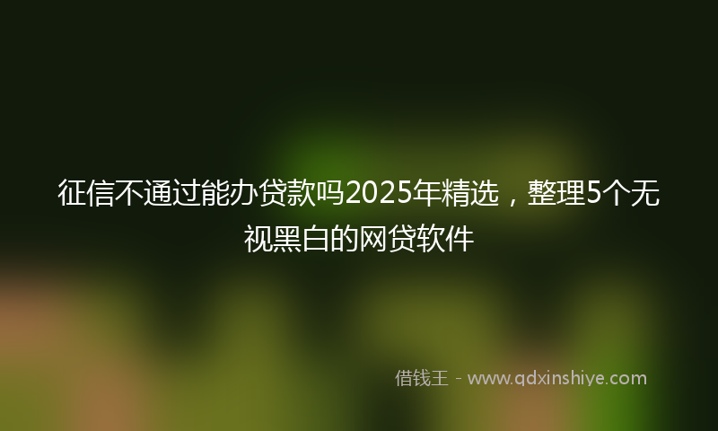 征信不通过能办贷款吗2025年精选，整理5个无视黑白的网贷软件