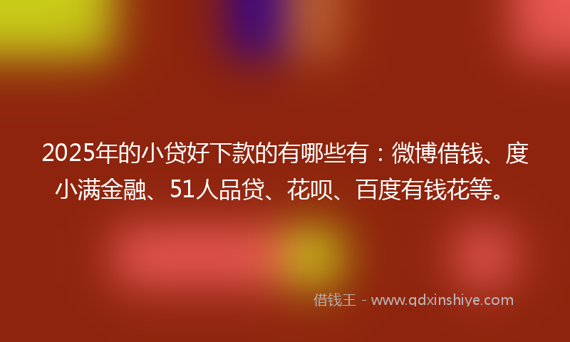 2025年的小贷好下款的有哪些有：微博借钱、度小满金融、51人品贷、花呗、百度有钱花等。