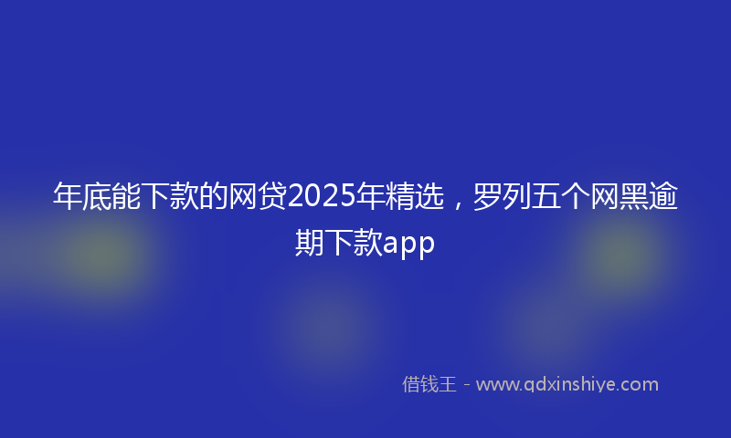 年底能下款的网贷2025年精选，罗列五个网黑逾期下款app