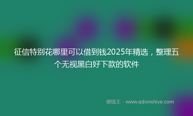 征信特别花哪里可以借到钱2025年精选，整理五个无视黑白好下款的软件