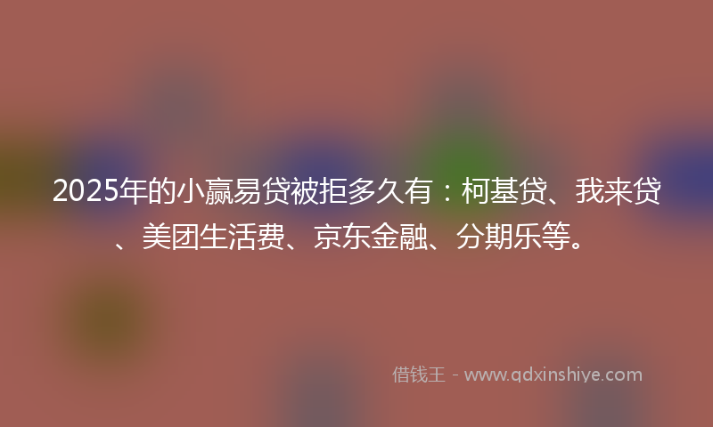 2025年的小赢易贷被拒多久有：柯基贷、我来贷、美团生活费、京东金融、分期乐等。