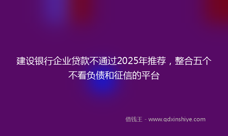 建设银行企业贷款不通过2025年推荐，整合五个不看负债和征信的平台