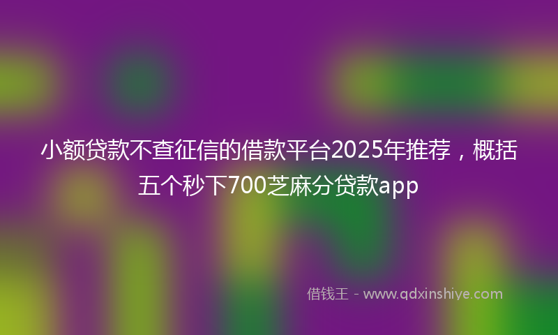 小额贷款不查征信的借款平台2025年推荐，概括五个秒下700芝麻分贷款app