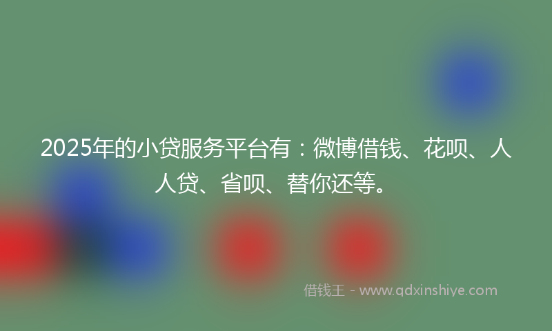 2025年的小贷服务平台有：微博借钱、花呗、人人贷、省呗、替你还等。