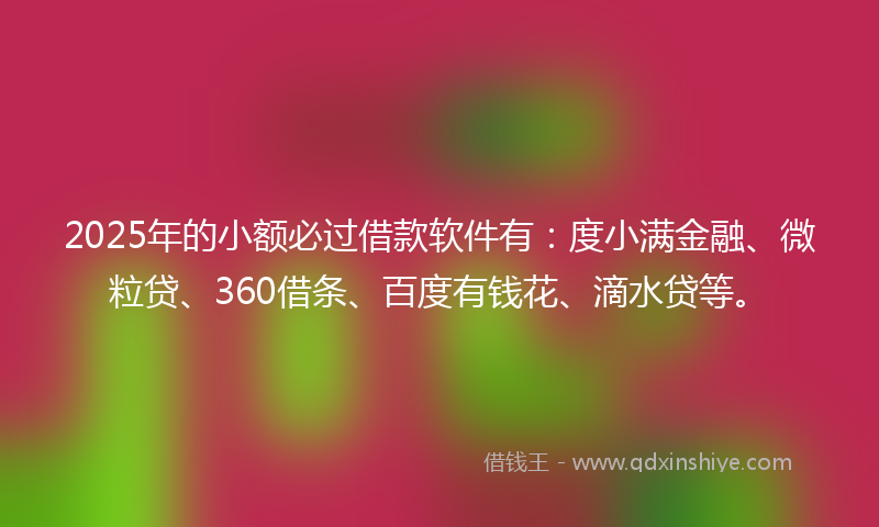 2025年的小额必过借款软件有：度小满金融、微粒贷、360借条、百度有钱花、滴水贷等。