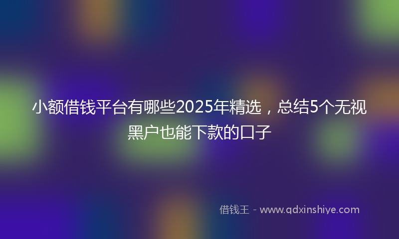 小额借钱平台有哪些2025年精选，总结5个无视黑户也能下款的口子