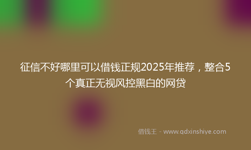 征信不好哪里可以借钱正规2025年推荐，整合5个真正无视风控黑白的网贷