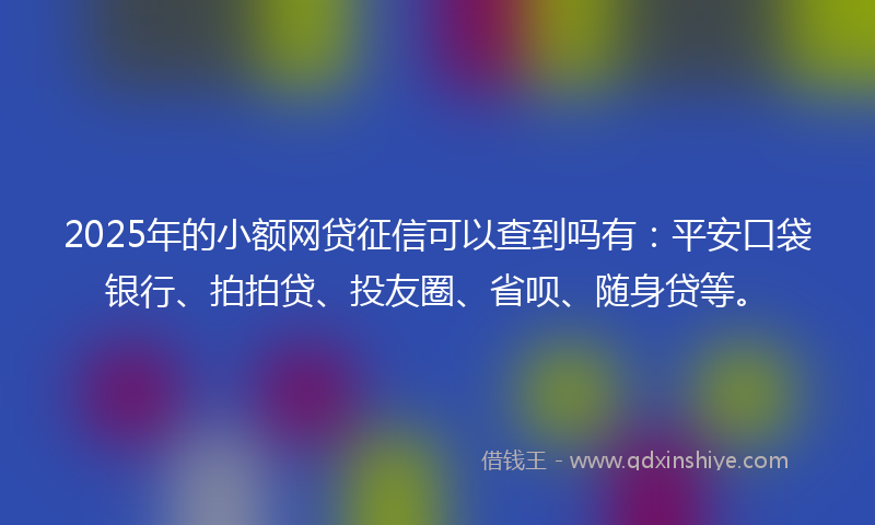 2025年的小额网贷征信可以查到吗有：平安口袋银行、拍拍贷、投友圈、省呗、随身贷等。