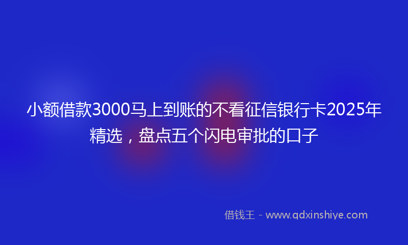 小额借款3000马上到账的不看征信银行卡2025年精选，盘点五个闪电审批的口子