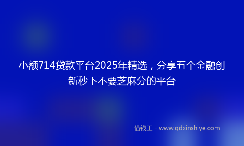 小额714贷款平台2025年精选，分享五个金融创新秒下不要芝麻分的平台