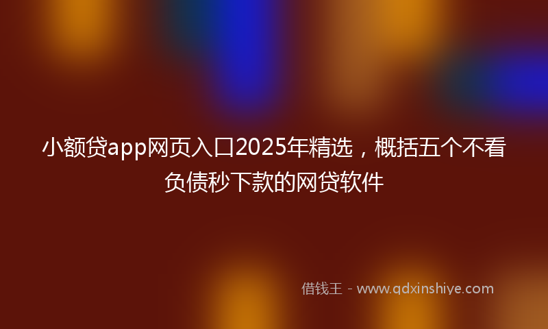 小额贷app网页入口2025年精选，概括五个不看负债秒下款的网贷软件