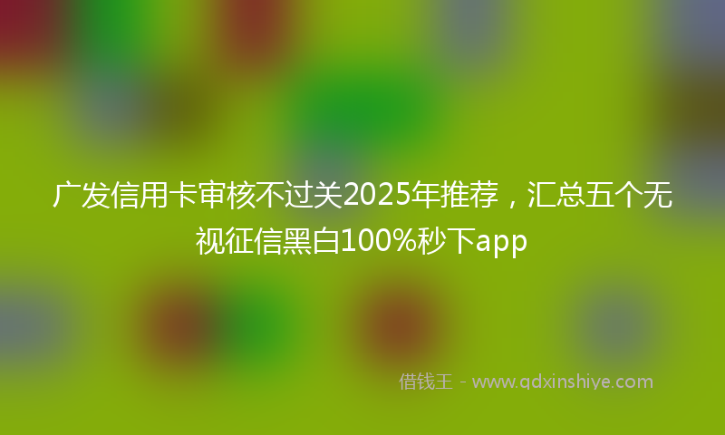 广发信用卡审核不过关2025年推荐，汇总五个无视征信黑白100%秒下app