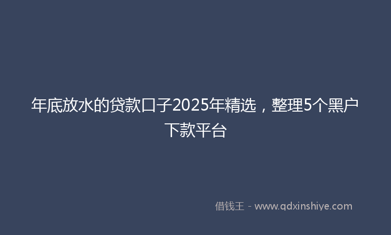 年底放水的贷款口子2025年精选，整理5个黑户下款平台
