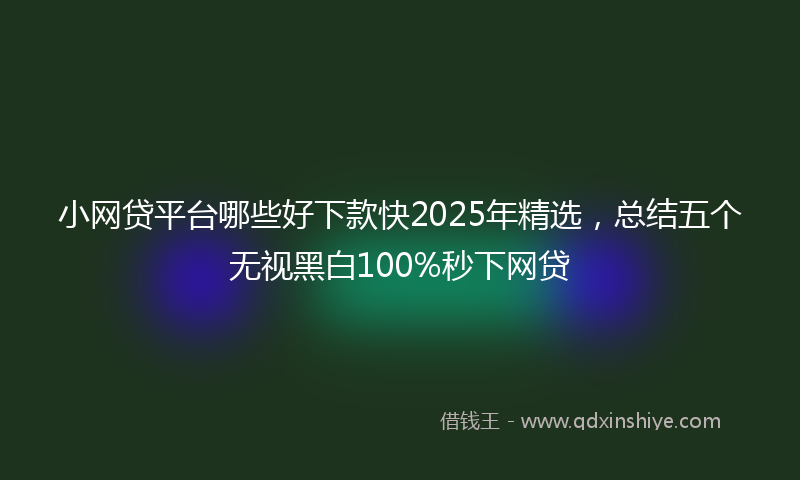 小网贷平台哪些好下款快2025年精选，总结五个无视黑白100%秒下网贷