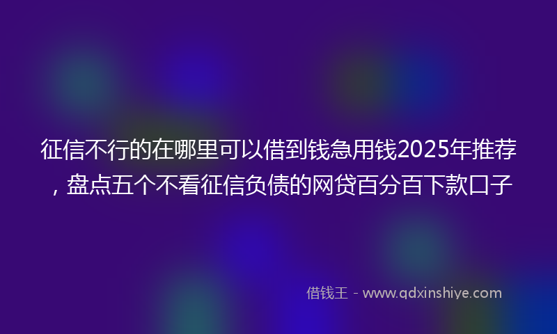 征信不行的在哪里可以借到钱急用钱2025年推荐，盘点五个不看征信负债的网贷百分百下款口子