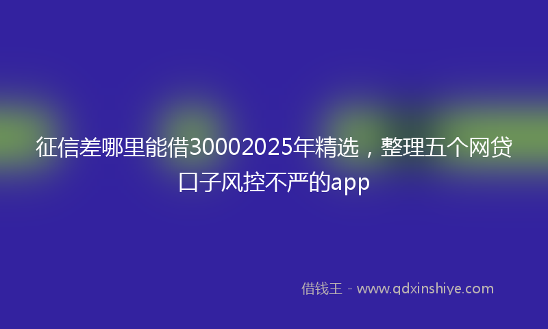 征信差哪里能借30002025年精选，整理五个网贷口子风控不严的app