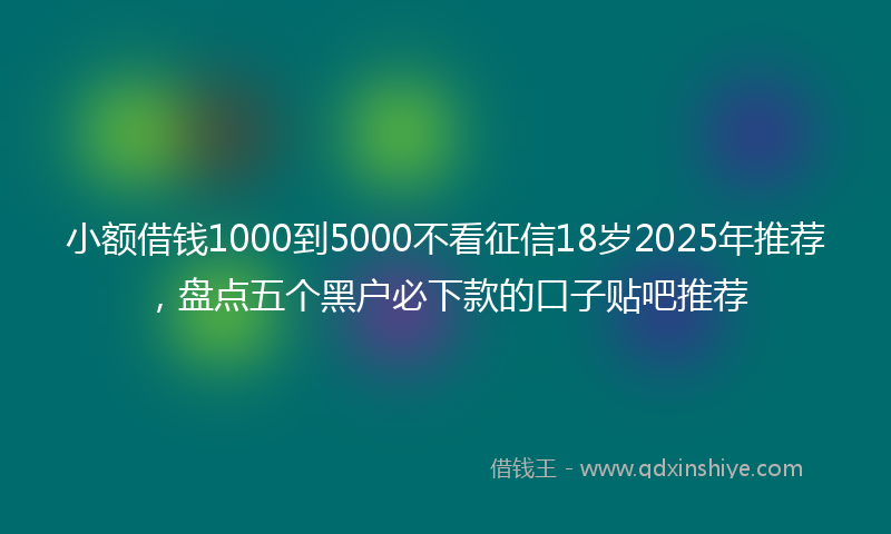 小额借钱1000到5000不看征信18岁2025年推荐，盘点五个黑户必下款的口子贴吧推荐