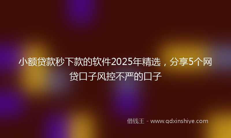 小额贷款秒下款的软件2025年精选，分享5个网贷口子风控不严的口子