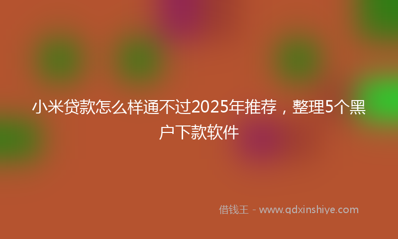 小米贷款怎么样通不过2025年推荐，整理5个黑户下款软件