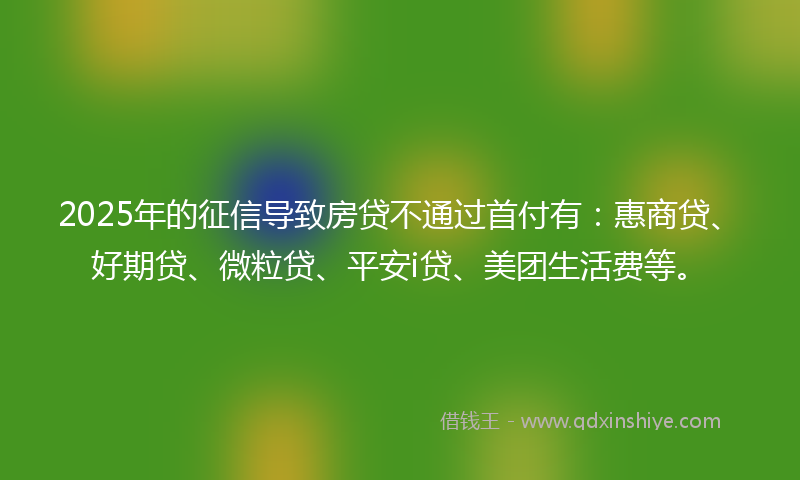 2025年的征信导致房贷不通过首付有：惠商贷、好期贷、微粒贷、平安i贷、美团生活费等。