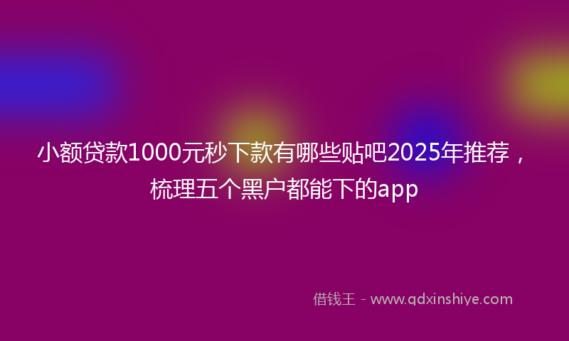 小额贷款1000元秒下款有哪些贴吧2025年推荐，梳理五个黑户都能下的app