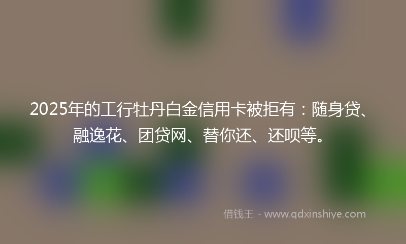 2025年的工行牡丹白金信用卡被拒有：随身贷、融逸花、团贷网、替你还、还呗等。