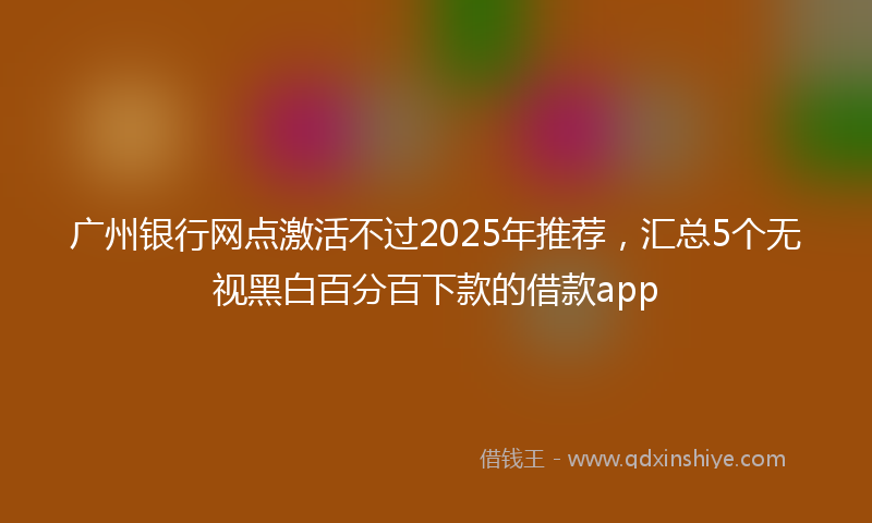 广州银行网点激活不过2025年推荐，汇总5个无视黑白百分百下款的借款app