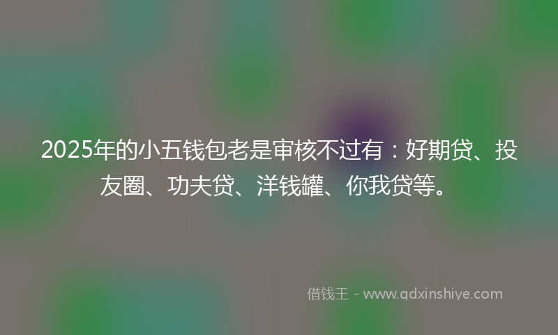 2025年的小五钱包老是审核不过有：好期贷、投友圈、功夫贷、洋钱罐、你我贷等。