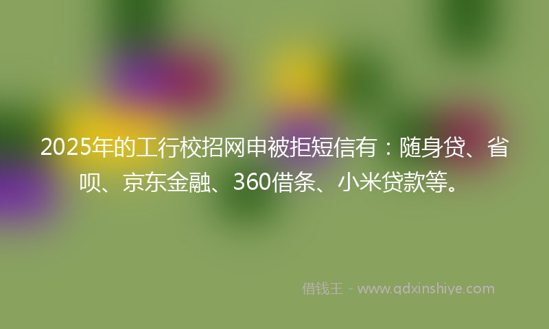 2025年的工行校招网申被拒短信有：随身贷、省呗、京东金融、360借条、小米贷款等。